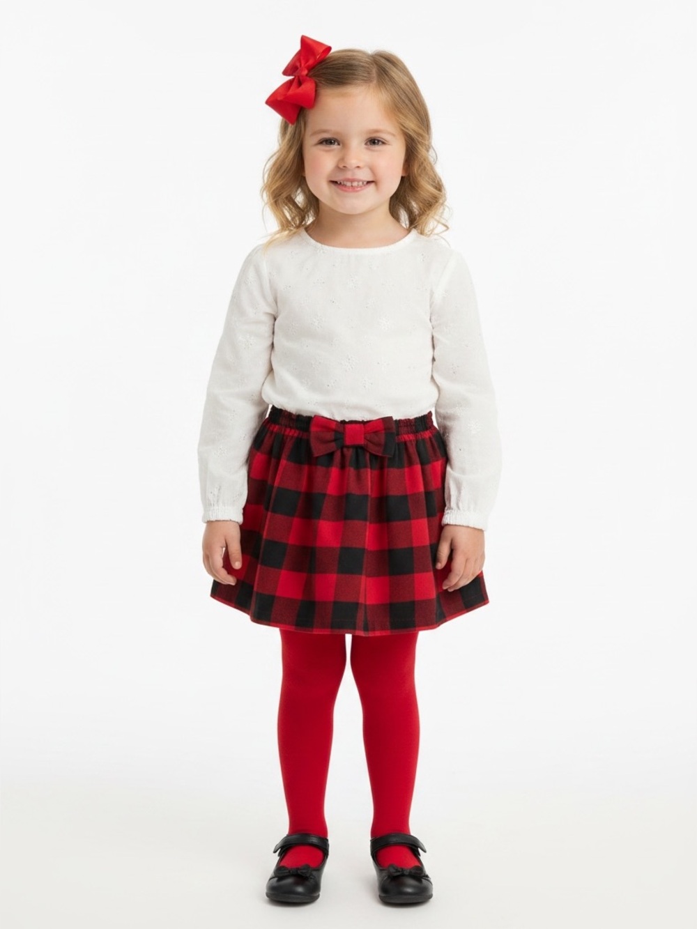 Carter's Toddler Girl Red & Black Buffalo Check Flannel Skirt With a Bow Size 4T